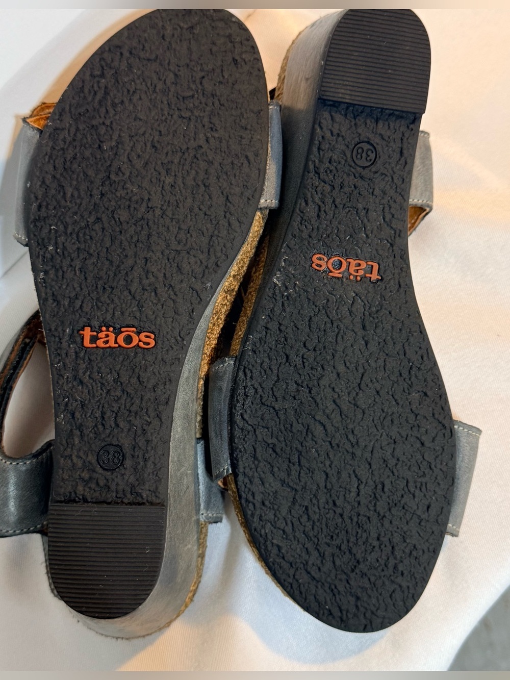 Taos Leather Wedge Sandals Gray Adjustable Comfort Sandals EU 38 US 7.5 - Picture 3 of 5